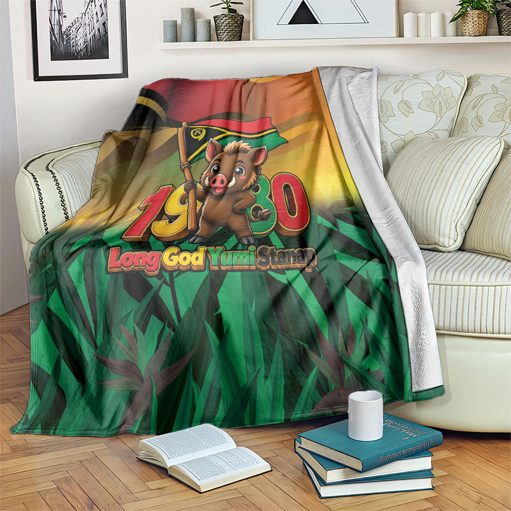 Vanuatu Independence Day Blanket Chibi Boar Proud To Be A Ni-Van LT14 Multicolor - Polynesian Pride