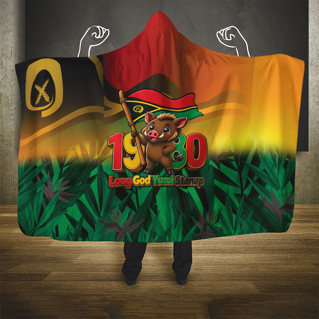 Vanuatu Independence Day Hooded Blanket Chibi Boar Proud To Be A Ni-Van LT14 - Polynesian Pride