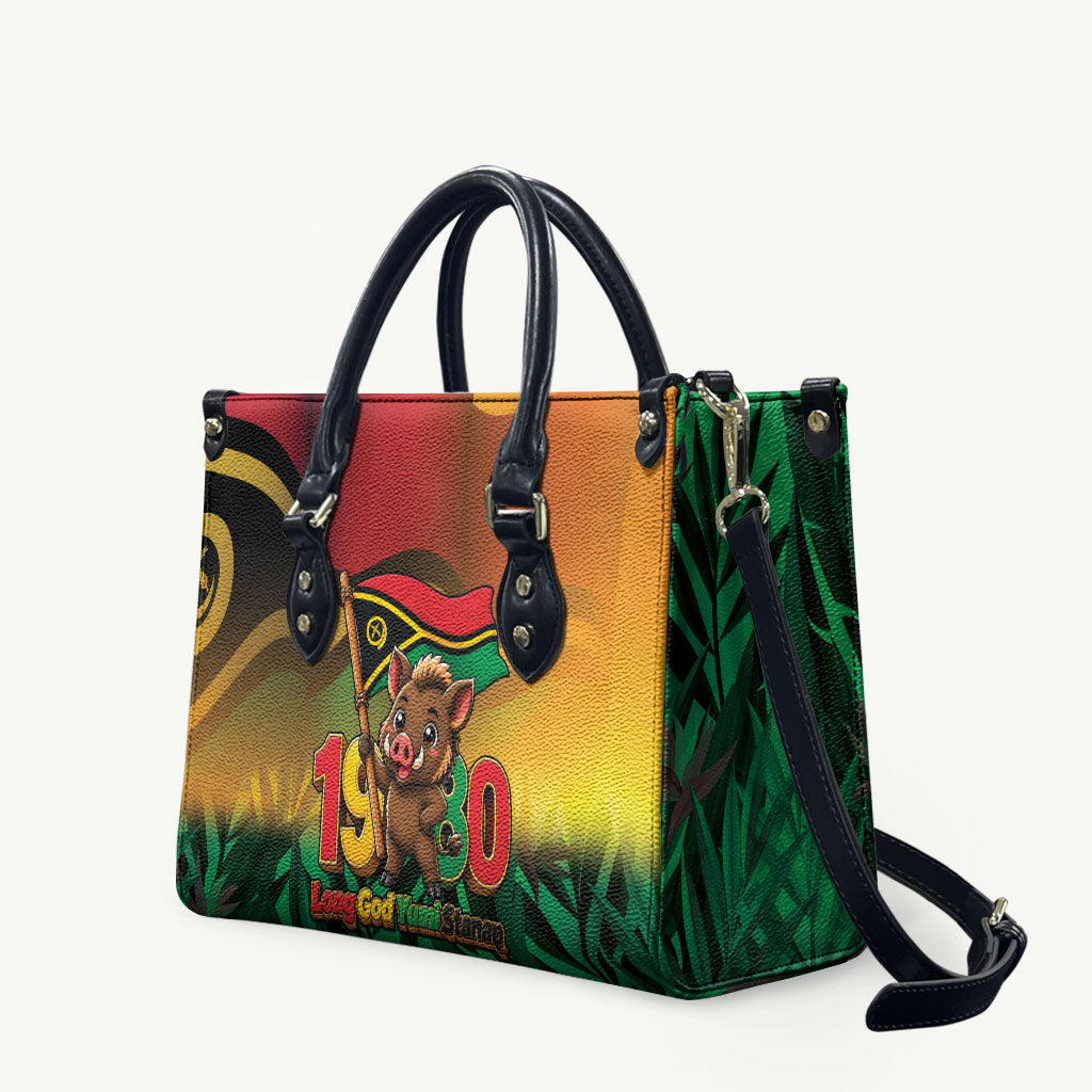 Vanuatu Independence Day Leather Bag Chibi Boar Proud To Be A Ni-Van LT14 Multicolor - Polynesian Pride