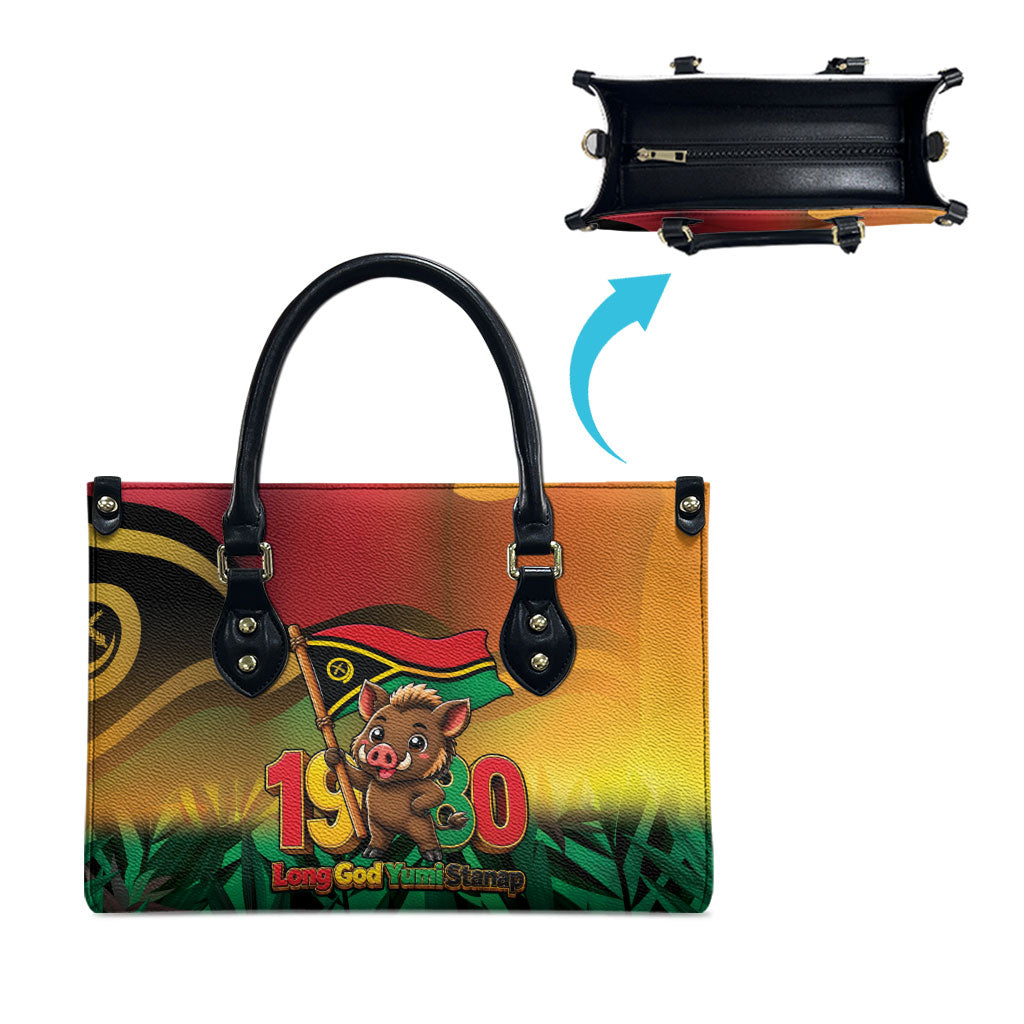 Vanuatu Independence Day Leather Bag Chibi Boar Proud To Be A Ni-Van LT14 - Polynesian Pride