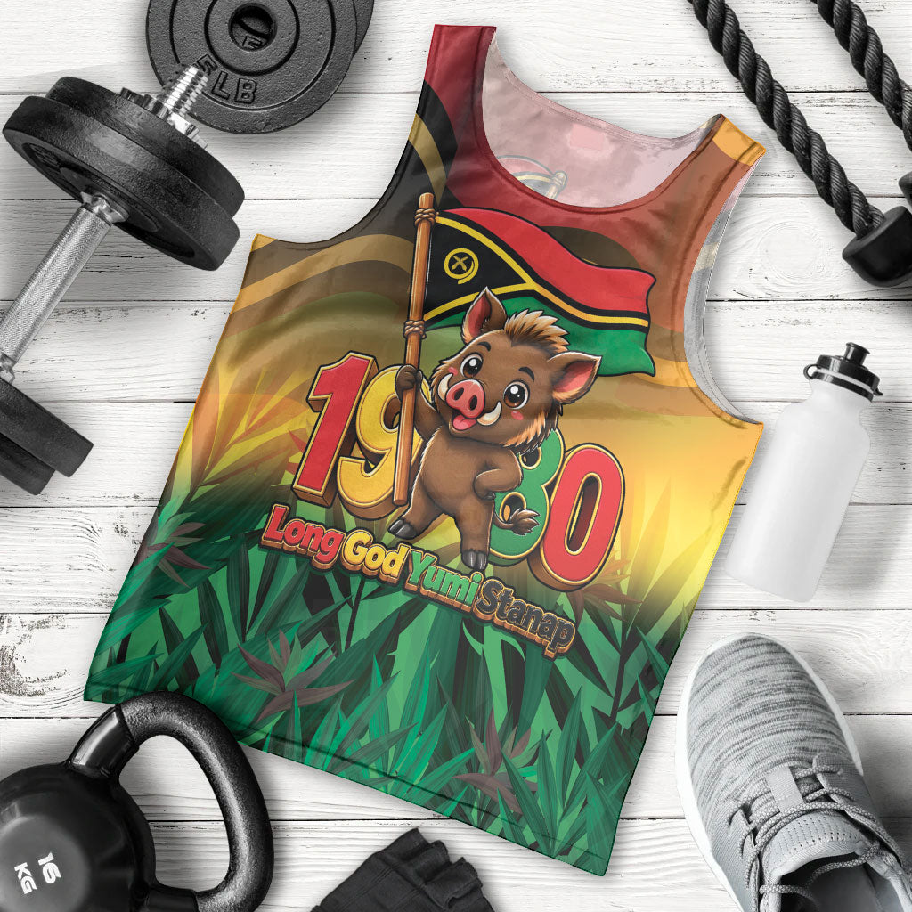 Vanuatu Independence Day Men Tank Top Chibi Boar Proud To Be A Ni-Van LT14 - Polynesian Pride