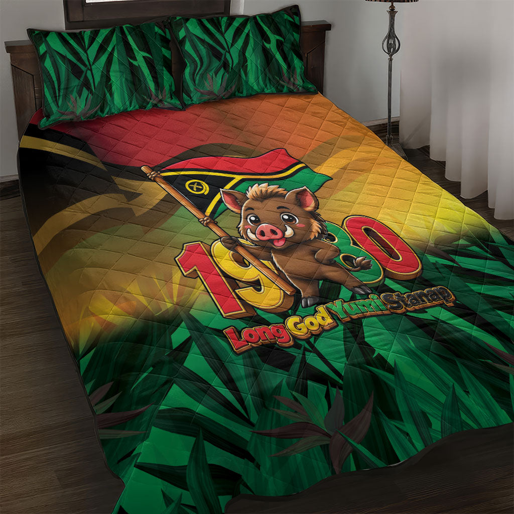 Vanuatu Independence Day Quilt Bed Set Chibi Boar Proud To Be A Ni-Van LT14 Multicolor - Polynesian Pride