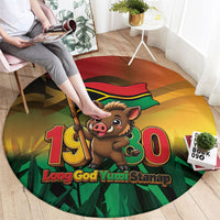 Vanuatu Independence Day Round Carpet Chibi Boar Proud To Be A Ni-Van LT14 - Polynesian Pride