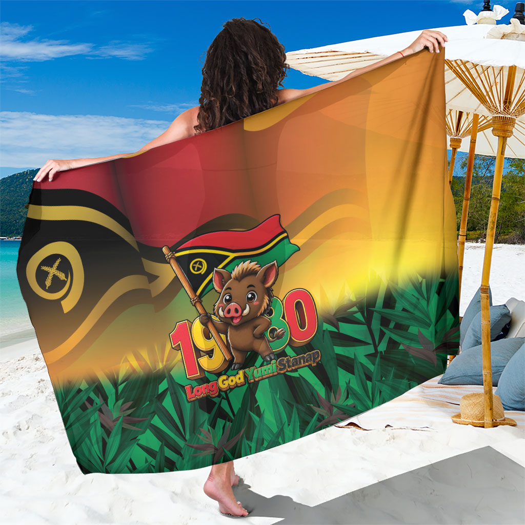 Vanuatu Independence Day Sarong Chibi Boar Proud To Be A Ni-Van LT14 One Size 44 x 66 inches Multicolor - Polynesian Pride