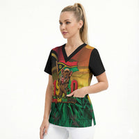 Vanuatu Independence Day Scrub Top Chibi Boar Proud To Be A Ni-Van LT14 - Polynesian Pride