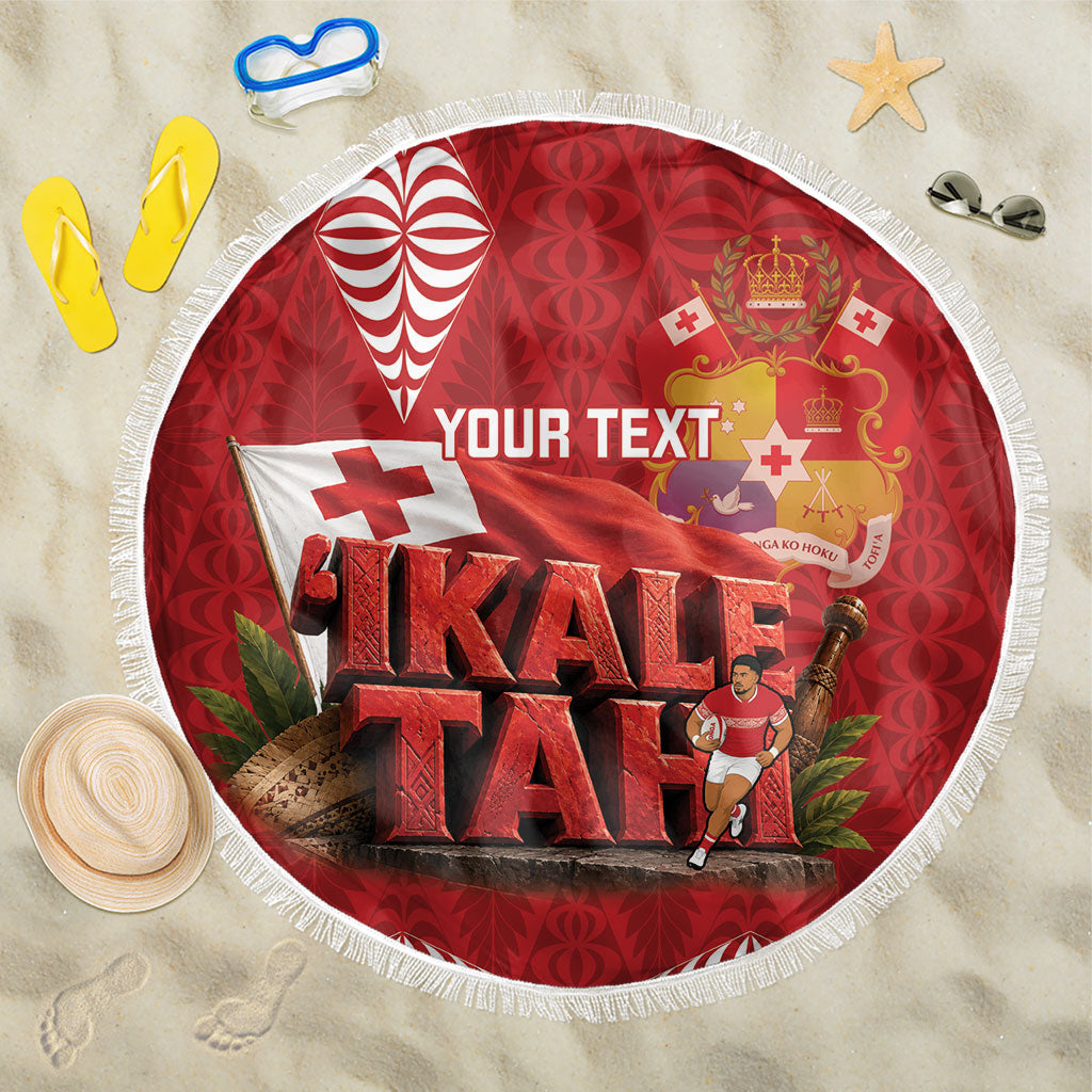 Tonga Rugby Custom Beach Blanket 2026 Go Ikale Tahi Ngatu Pattern LT14 One Size 150cm Red - Polynesian Pride