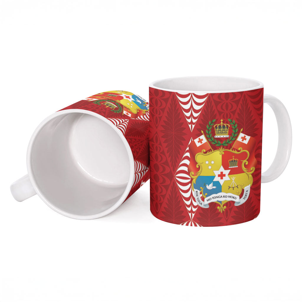 Tonga Rugby Custom Ceramic Mug 2026 Go Ikale Tahi Ngatu Pattern LT14 - Polynesian Pride