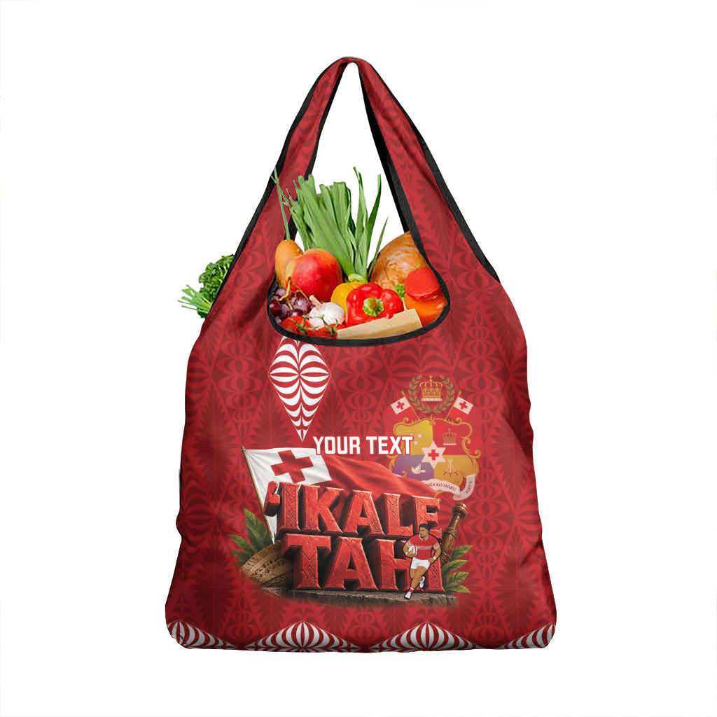 Tonga Rugby Custom Grocery Bag 2026 Go Ikale Tahi Ngatu Pattern LT14 1-pack One Size Red - Polynesian Pride