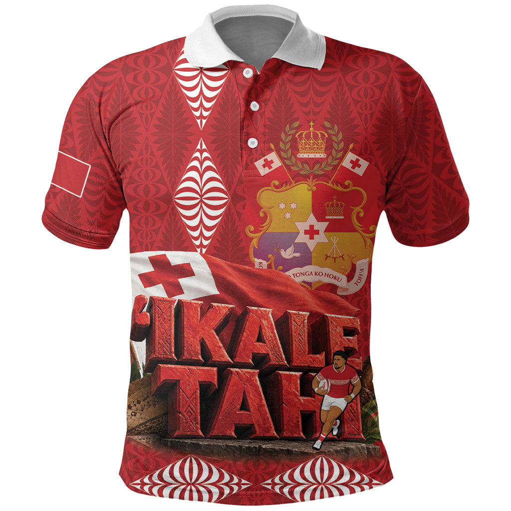 Tonga Rugby Custom Polo Shirt 2026 Go Ikale Tahi Ngatu Pattern LT14 Red - Polynesian Pride