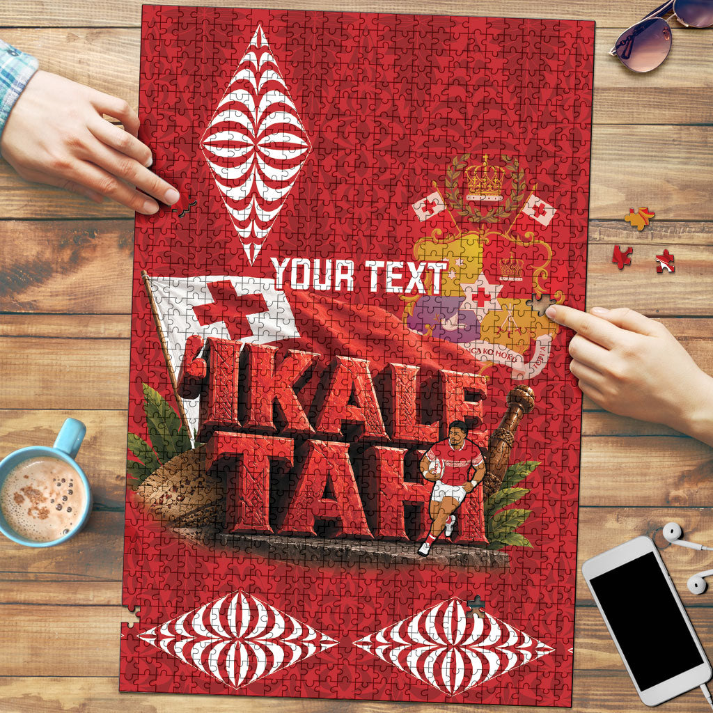 Tonga Rugby Custom Puzzle 2026 Go Ikale Tahi Ngatu Pattern LT14 Red - Polynesian Pride