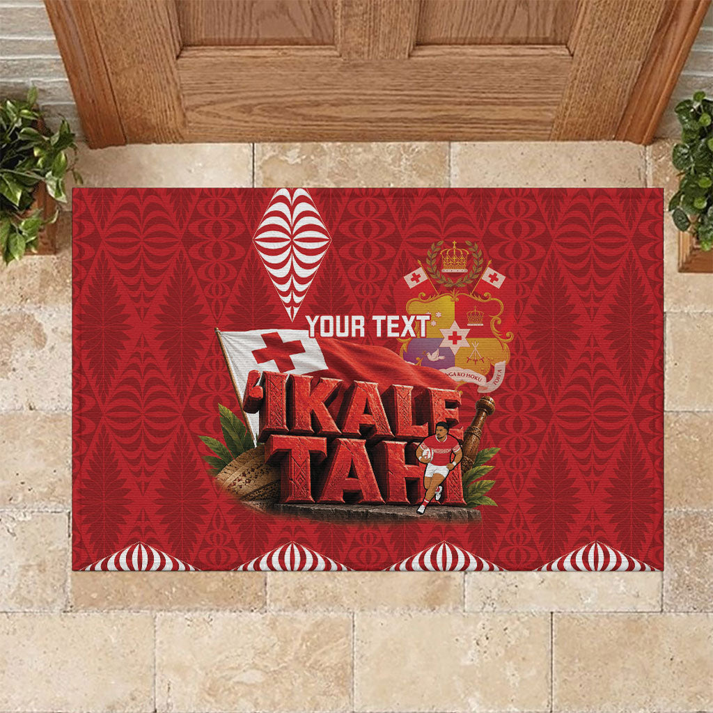 Tonga Rugby Custom Rubber Doormat 2026 Go Ikale Tahi Ngatu Pattern LT14 Red - Polynesian Pride