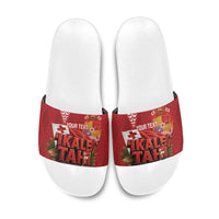 Tonga Rugby Custom Slide Sandals 2026 Go Ikale Tahi Ngatu Pattern LT14 Red - Polynesian Pride