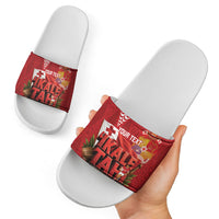 Tonga Rugby Custom Slide Sandals 2026 Go Ikale Tahi Ngatu Pattern LT14 - Polynesian Pride