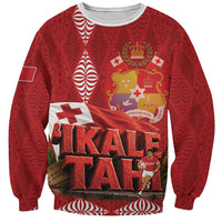 Tonga Rugby Custom Sweatshirt 2026 Go Ikale Tahi Ngatu Pattern LT14 Unisex Red - Polynesian Pride