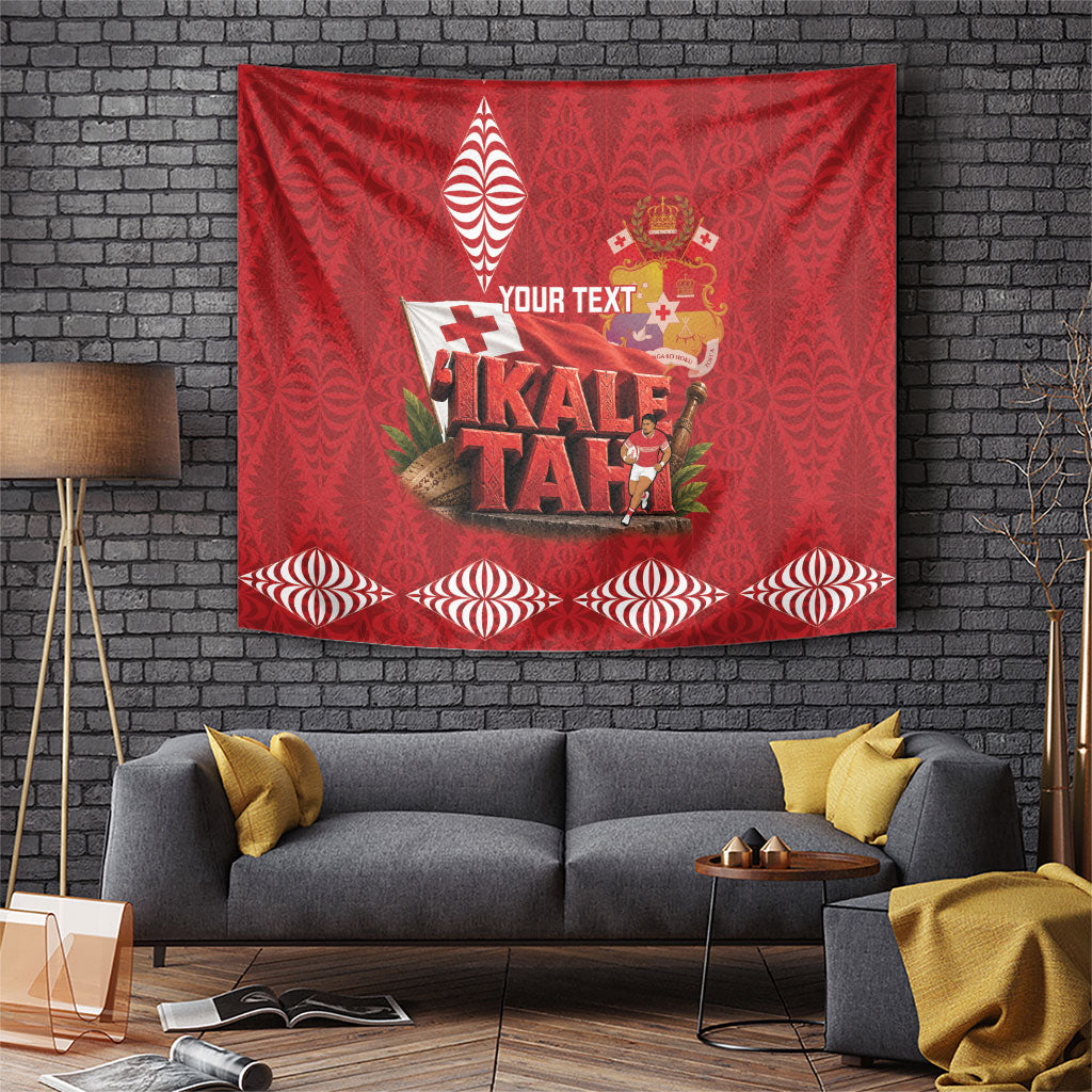 Tonga Rugby Custom Tapestry 2026 Go Ikale Tahi Ngatu Pattern LT14 Red - Polynesian Pride
