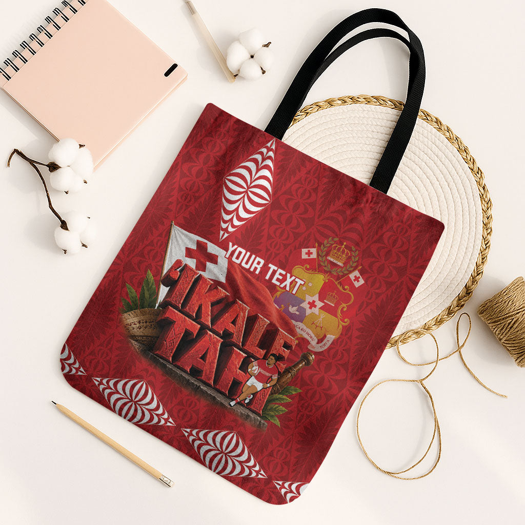 Tonga Rugby Custom Tote Bag 2026 Go Ikale Tahi Ngatu Pattern LT14 Black Strap One Size Red - Polynesian Pride