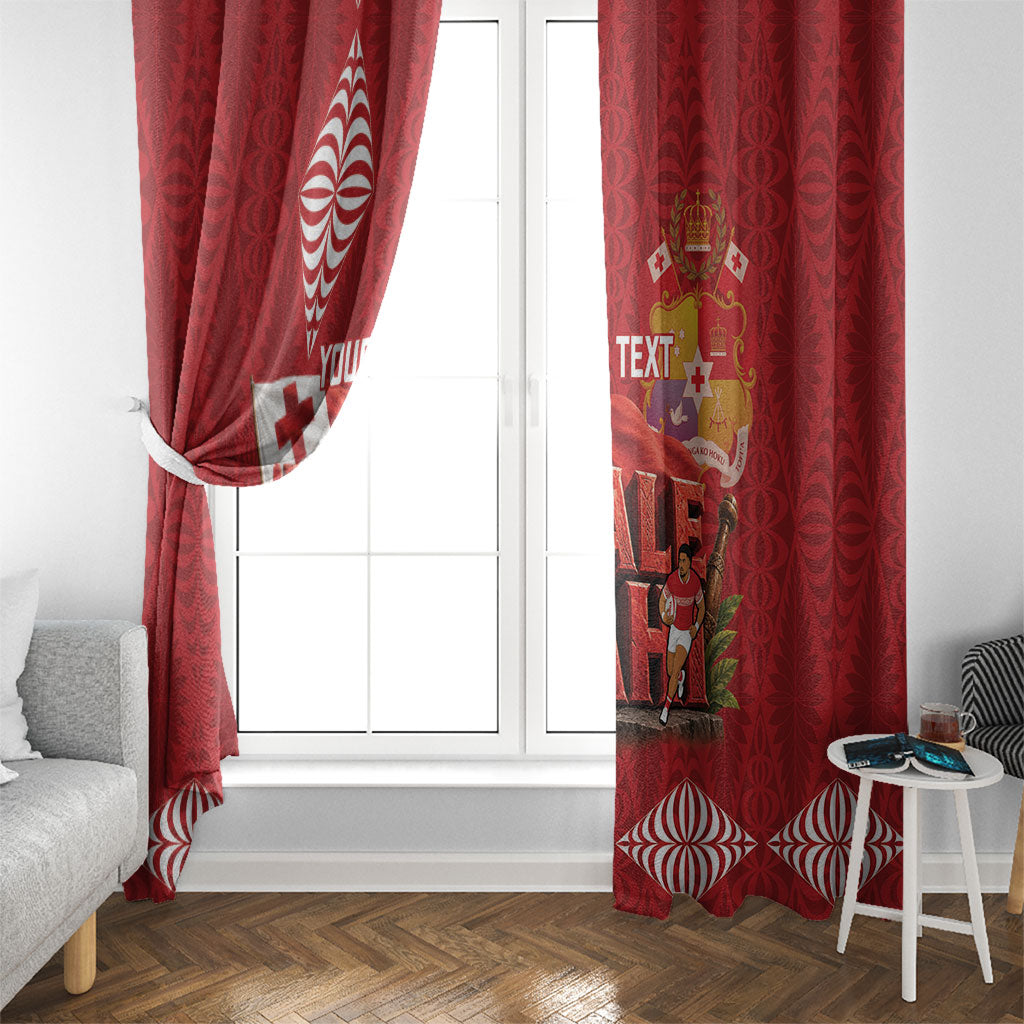 Tonga Rugby Custom Window Curtain 2026 Go Ikale Tahi Ngatu Pattern LT14 - Polynesian Pride