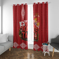 Tonga Rugby Custom Window Curtain 2026 Go Ikale Tahi Ngatu Pattern LT14 With Grommets Red - Polynesian Pride