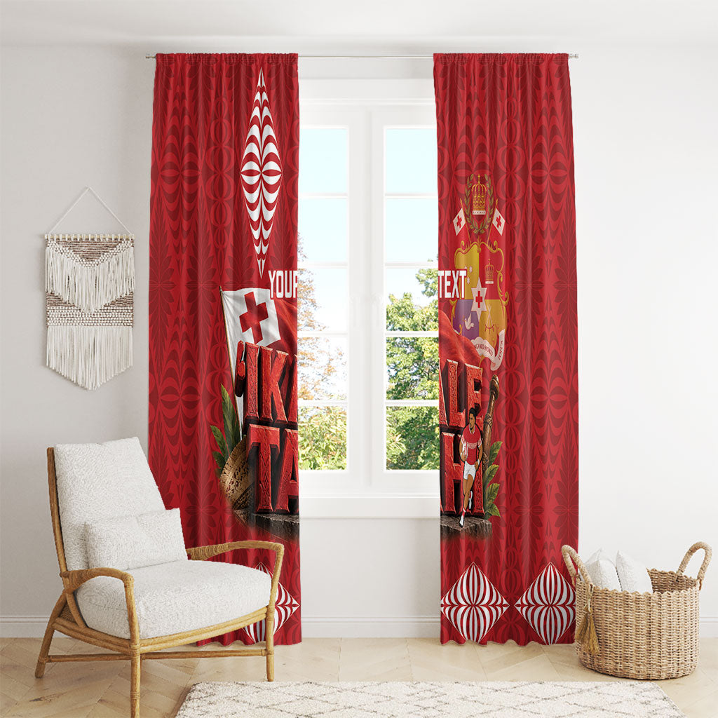 Tonga Rugby Custom Window Curtain 2026 Go Ikale Tahi Ngatu Pattern LT14 - Polynesian Pride