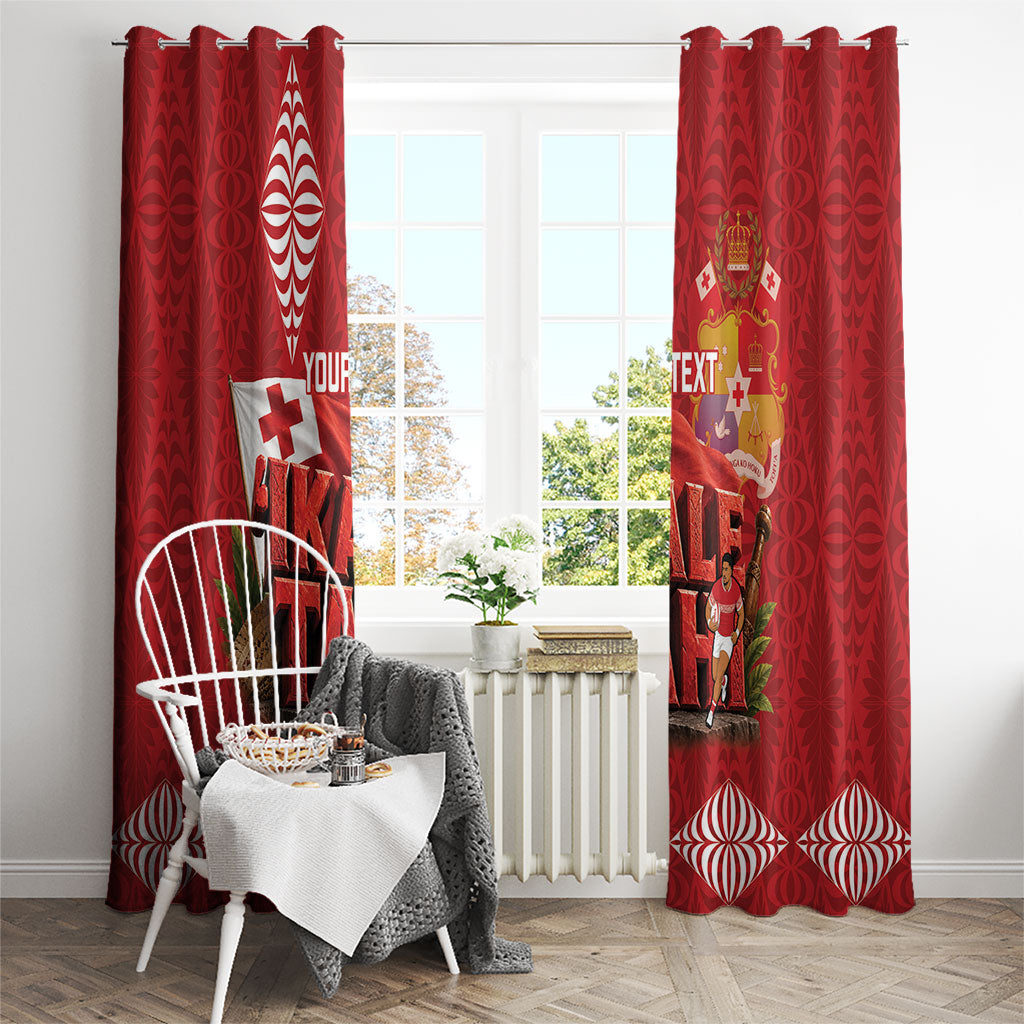 Tonga Rugby Custom Window Curtain 2026 Go Ikale Tahi Ngatu Pattern LT14 - Polynesian Pride