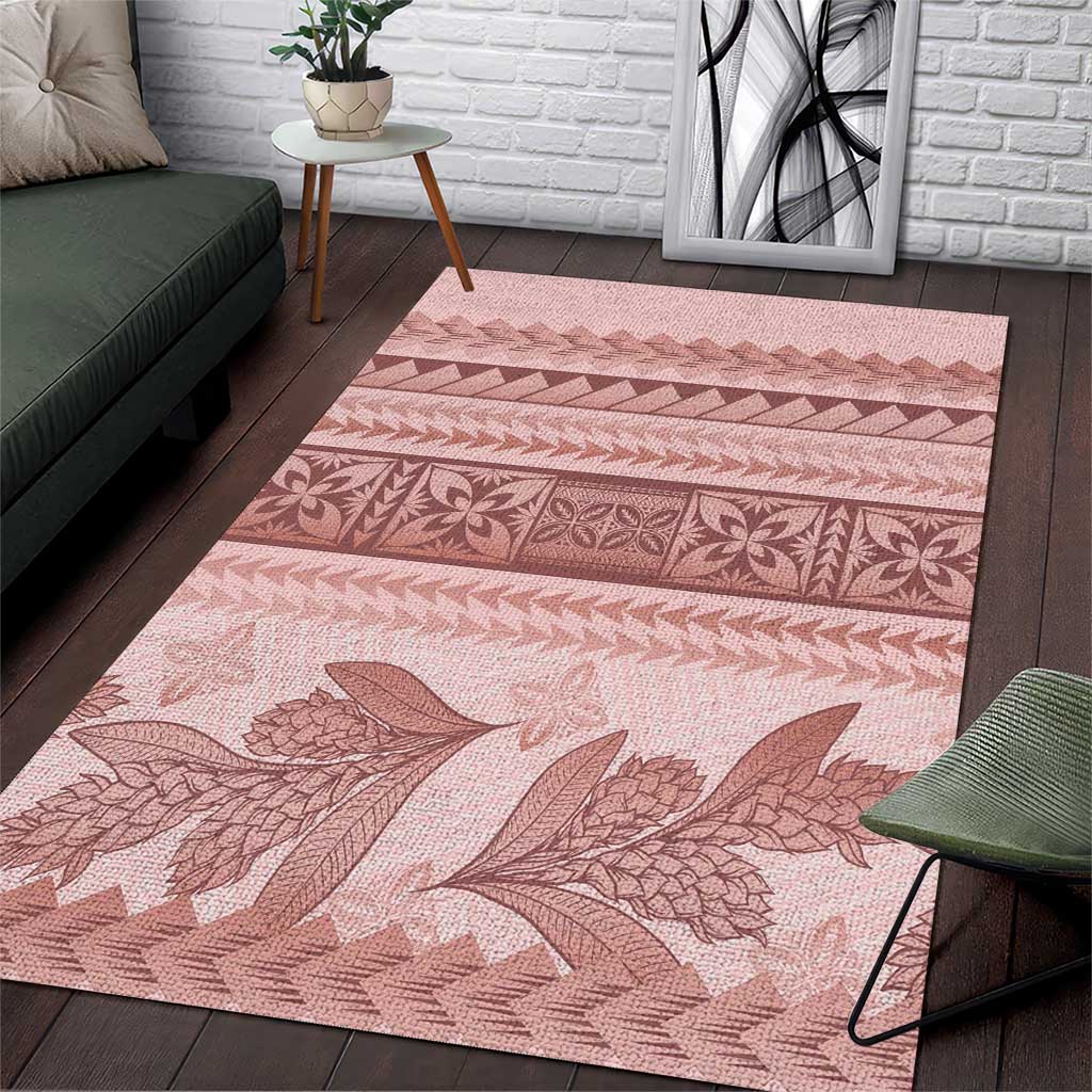Pastel Pink Samoa Siapo Teuila Flowers Area Rug LT14 Pastel Pink - Polynesian Pride
