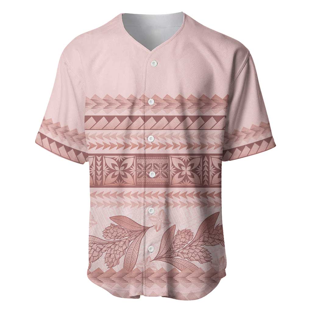 Pastel Pink Samoa Siapo Teuila Flowers Baseball Jersey LT14 Pastel Pink - Polynesian Pride