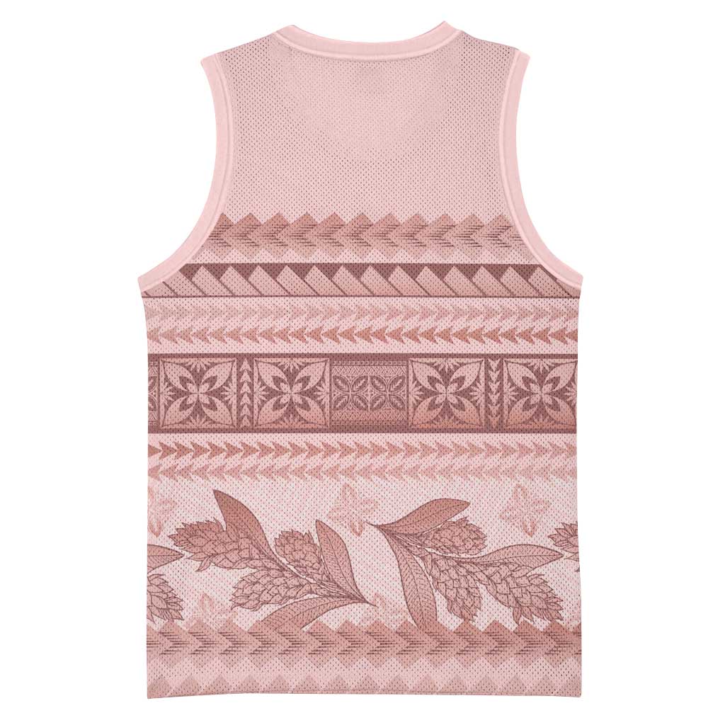 Pastel Pink Samoa Siapo Teuila Flowers Basketball Jersey LT14 - Polynesian Pride