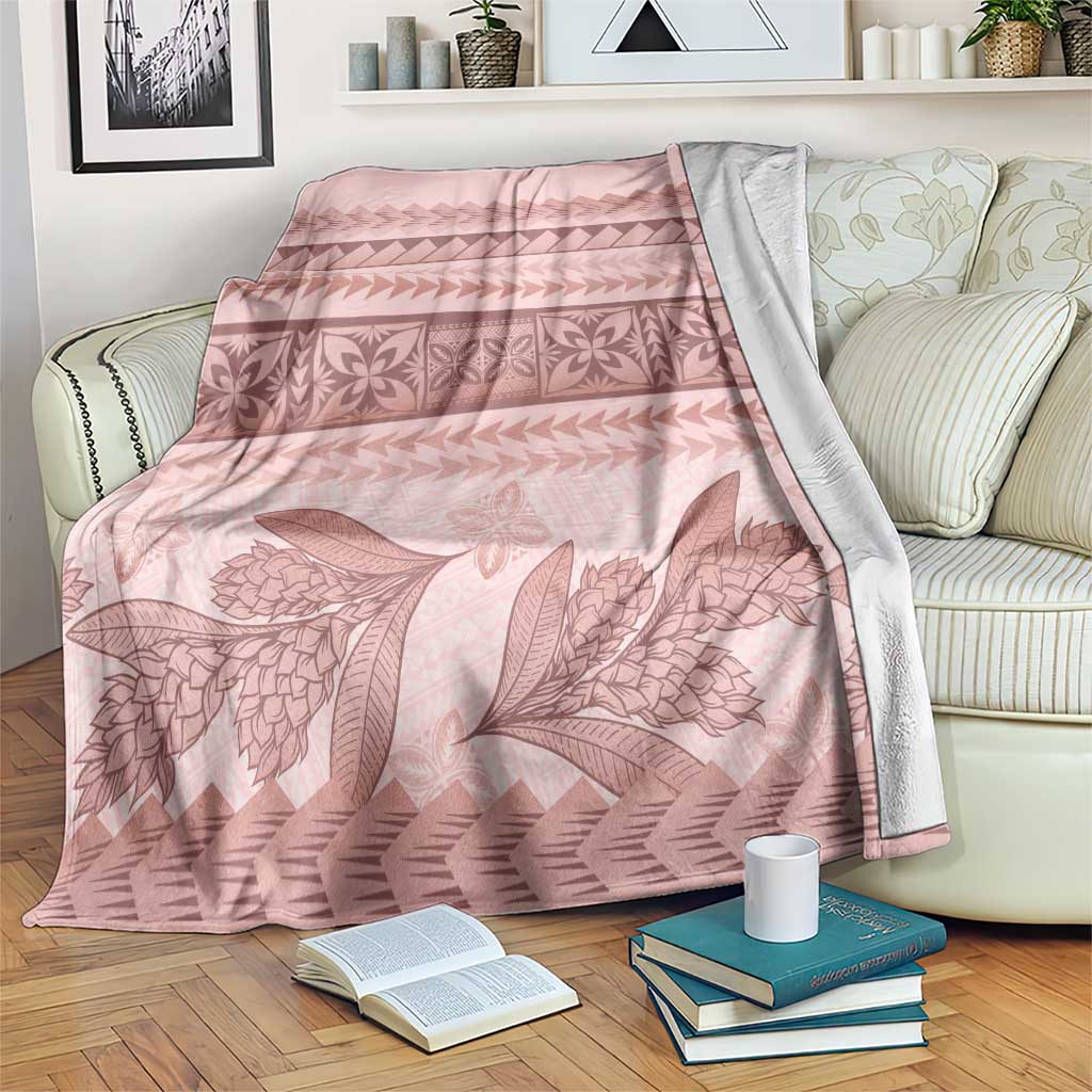Pastel Pink Samoa Siapo Teuila Flowers Blanket LT14 Pastel Pink - Polynesian Pride
