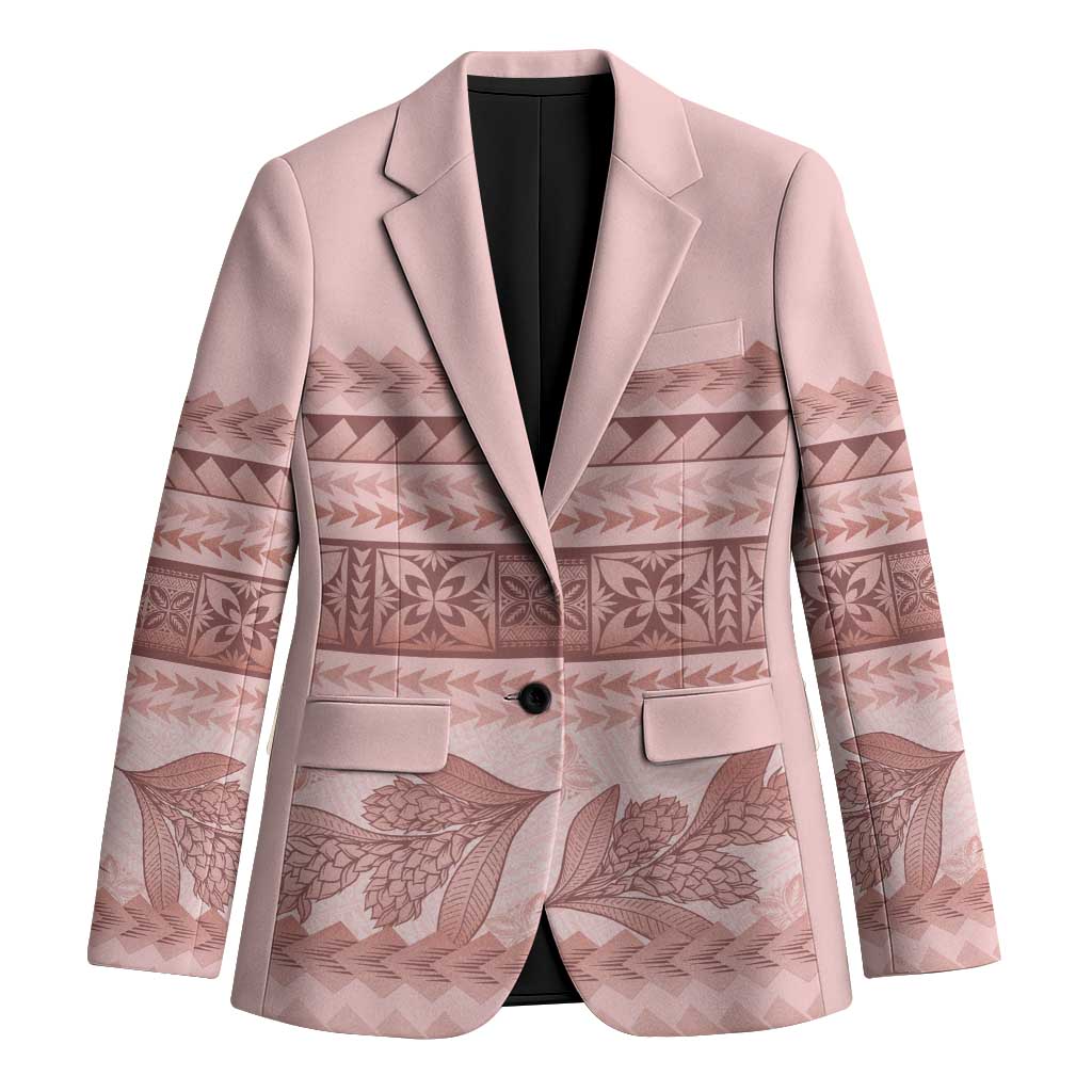 Pastel Pink Samoa Siapo Teuila Flowers Blazer LT14 Unisex Pastel Pink - Polynesian Pride