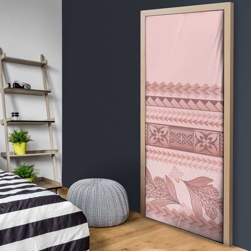 Pastel Pink Samoa Siapo Teuila Flowers Door Cover LT14 - Polynesian Pride