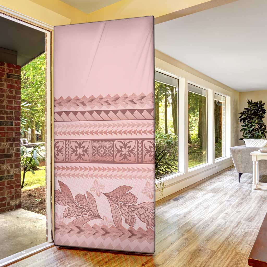 Pastel Pink Samoa Siapo Teuila Flowers Door Cover LT14 - Polynesian Pride