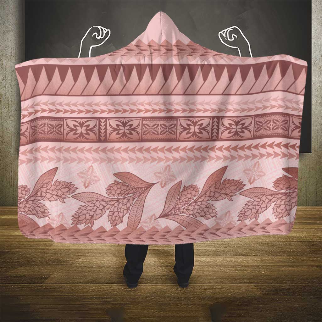 Pastel Pink Samoa Siapo Teuila Flowers Hooded Blanket LT14 - Polynesian Pride