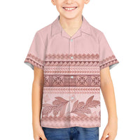 Pastel Pink Samoa Siapo Teuila Flowers Kid Hawaiian Shirt LT14 Kid Pastel Pink - Polynesian Pride