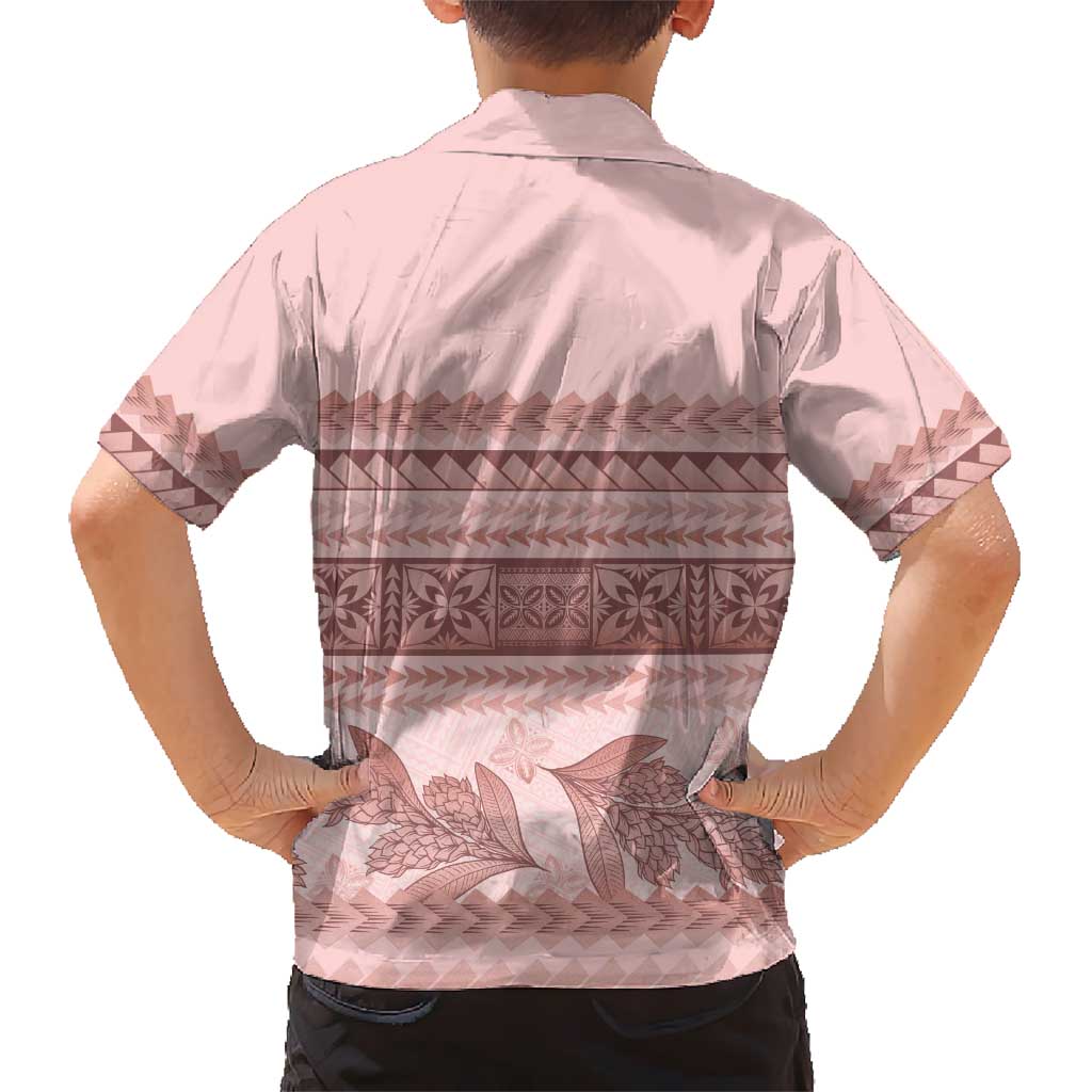 Pastel Pink Samoa Siapo Teuila Flowers Kid Hawaiian Shirt LT14 - Polynesian Pride