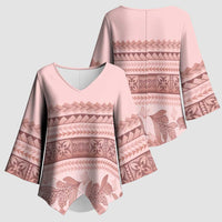 Pastel Pink Samoa Siapo Teuila Flowers Kimono Sleeve Blouse LT14 - Polynesian Pride