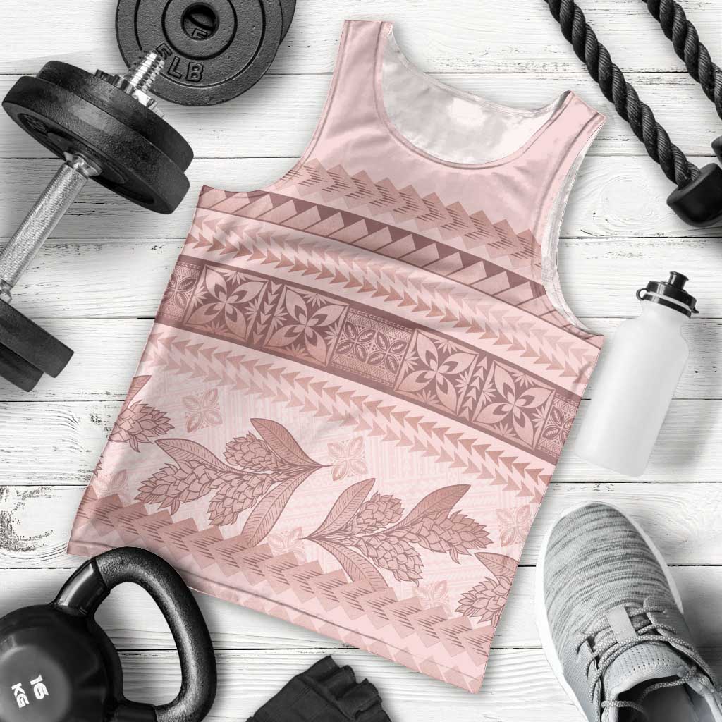 Pastel Pink Samoa Siapo Teuila Flowers Men Tank Top LT14 - Polynesian Pride