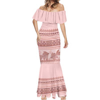 Pastel Pink Samoa Siapo Teuila Flowers Mermaid Dress LT14 - Polynesian Pride