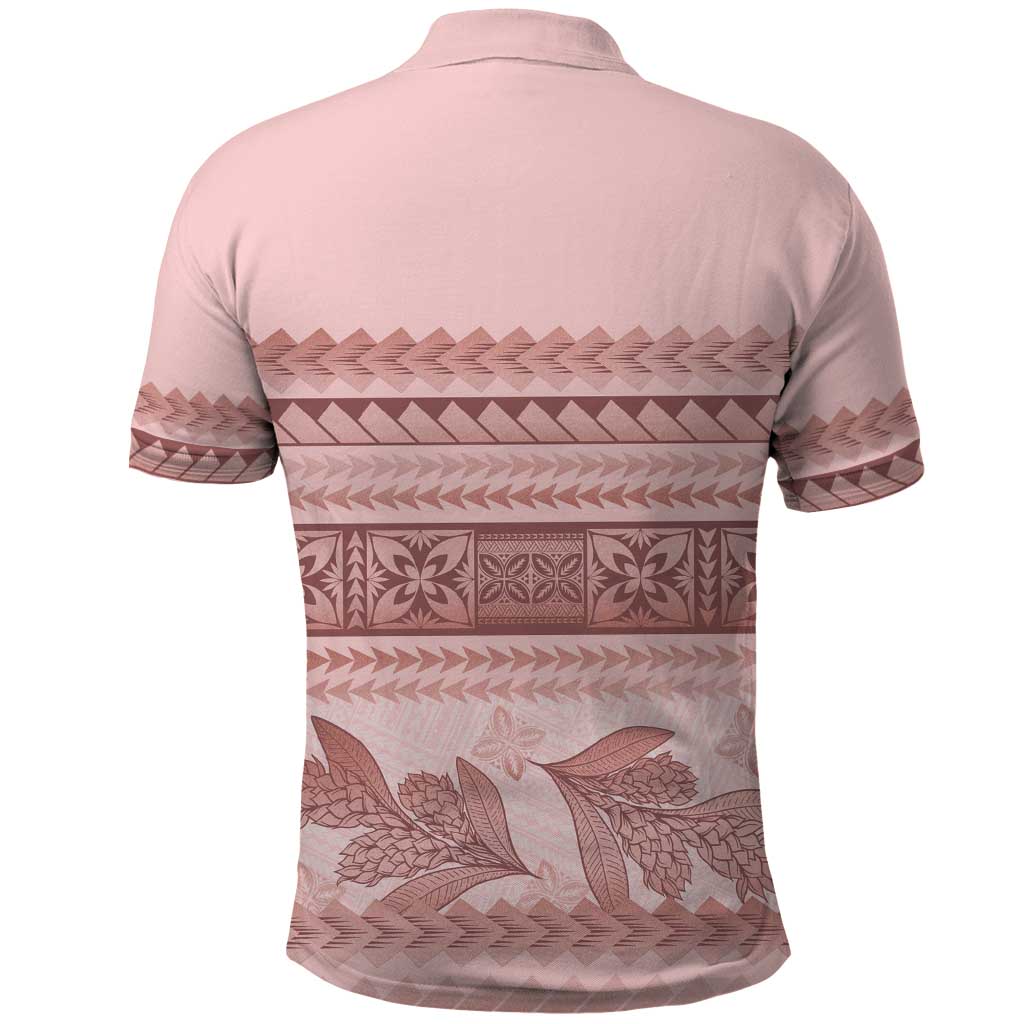 Pastel Pink Samoa Siapo Teuila Flowers Polo Shirt LT14 - Polynesian Pride
