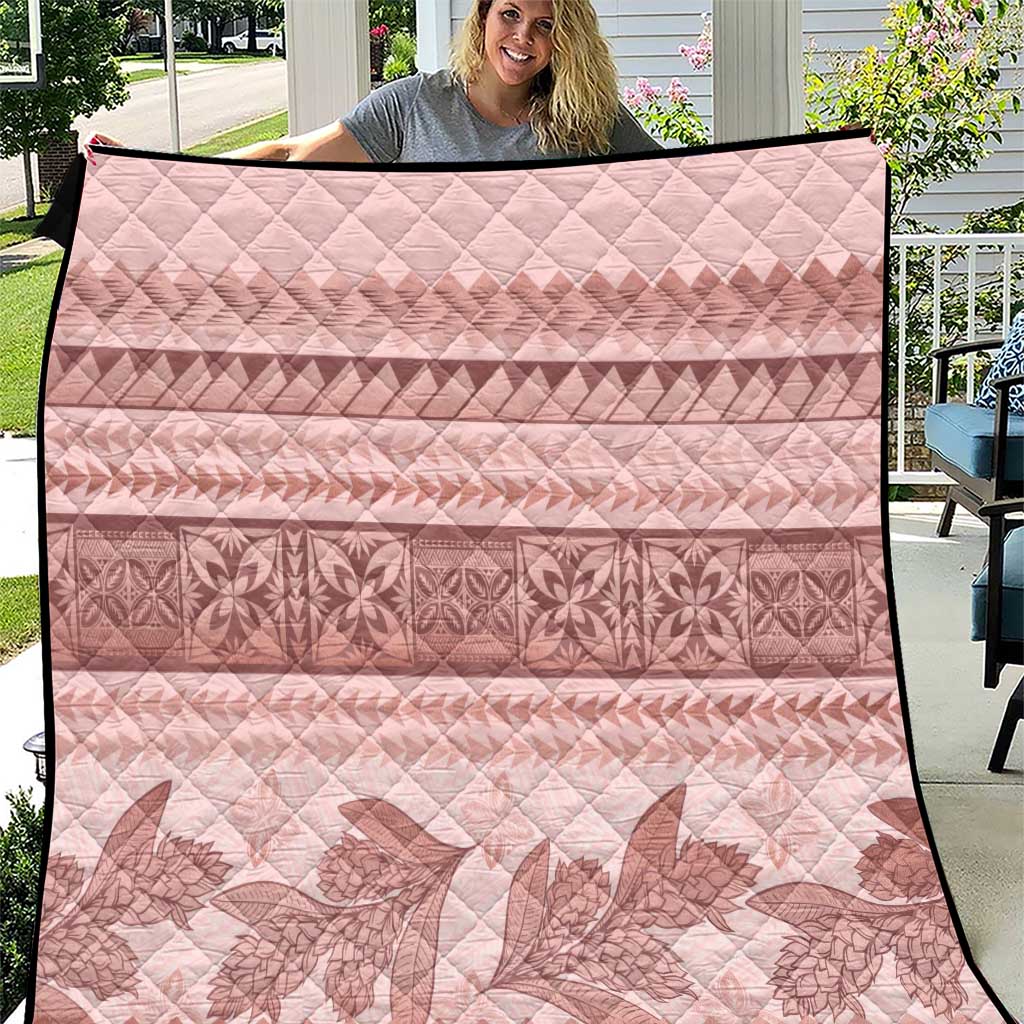 Pastel Pink Samoa Siapo Teuila Flowers Quilt LT14 Pastel Pink - Polynesian Pride