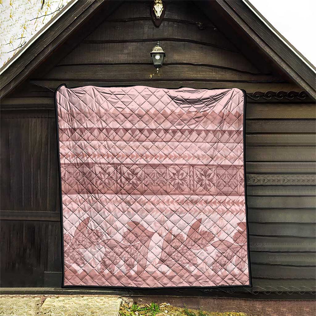 Pastel Pink Samoa Siapo Teuila Flowers Quilt LT14 - Polynesian Pride