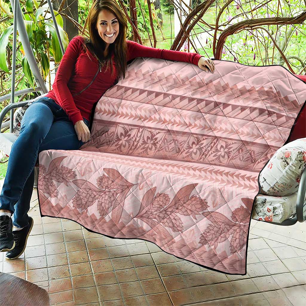 Pastel Pink Samoa Siapo Teuila Flowers Quilt LT14 - Polynesian Pride