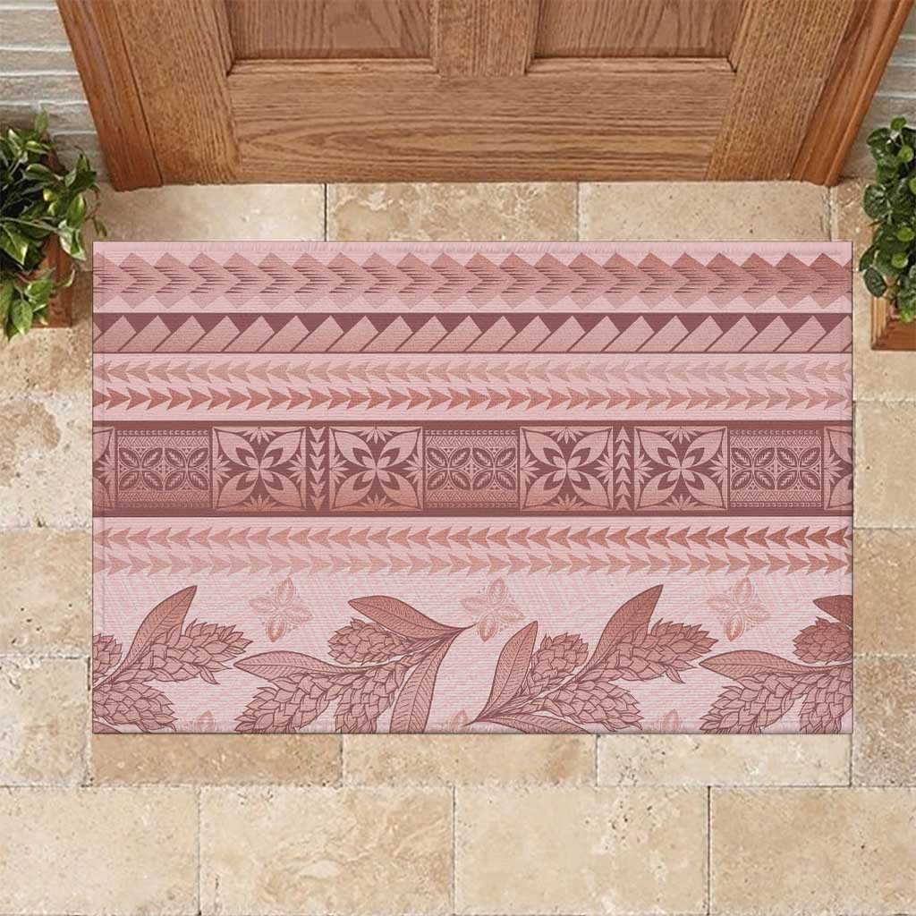 Pastel Pink Samoa Siapo Teuila Flowers Rubber Doormat LT14 Pastel Pink - Polynesian Pride