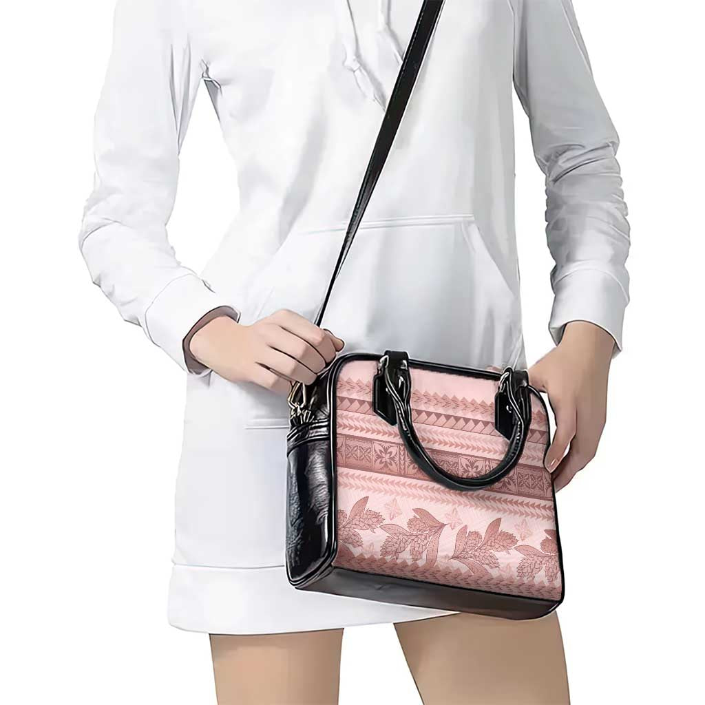 Pastel Pink Samoa Siapo Teuila Flowers Shoulder Handbag LT14 - Polynesian Pride
