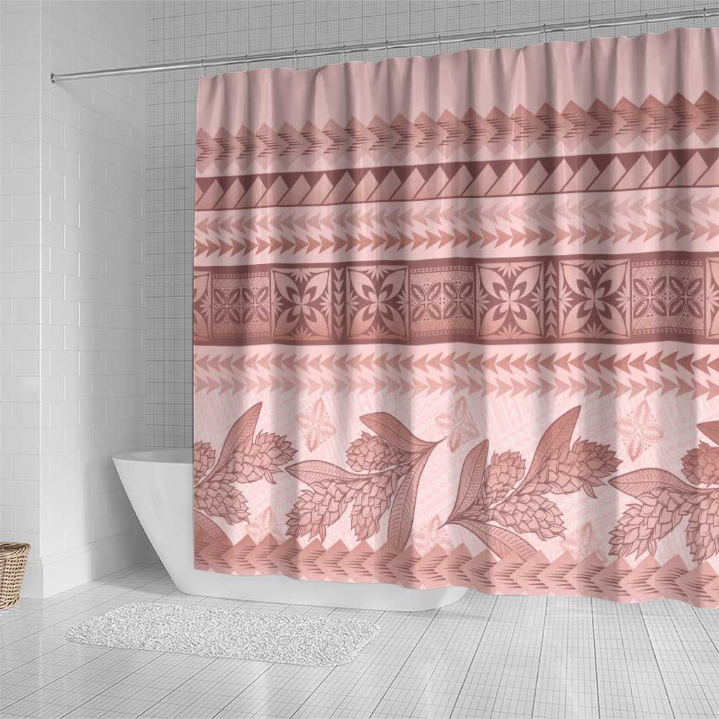 Pastel Pink Samoa Siapo Teuila Flowers Shower Curtain LT14 - Polynesian Pride