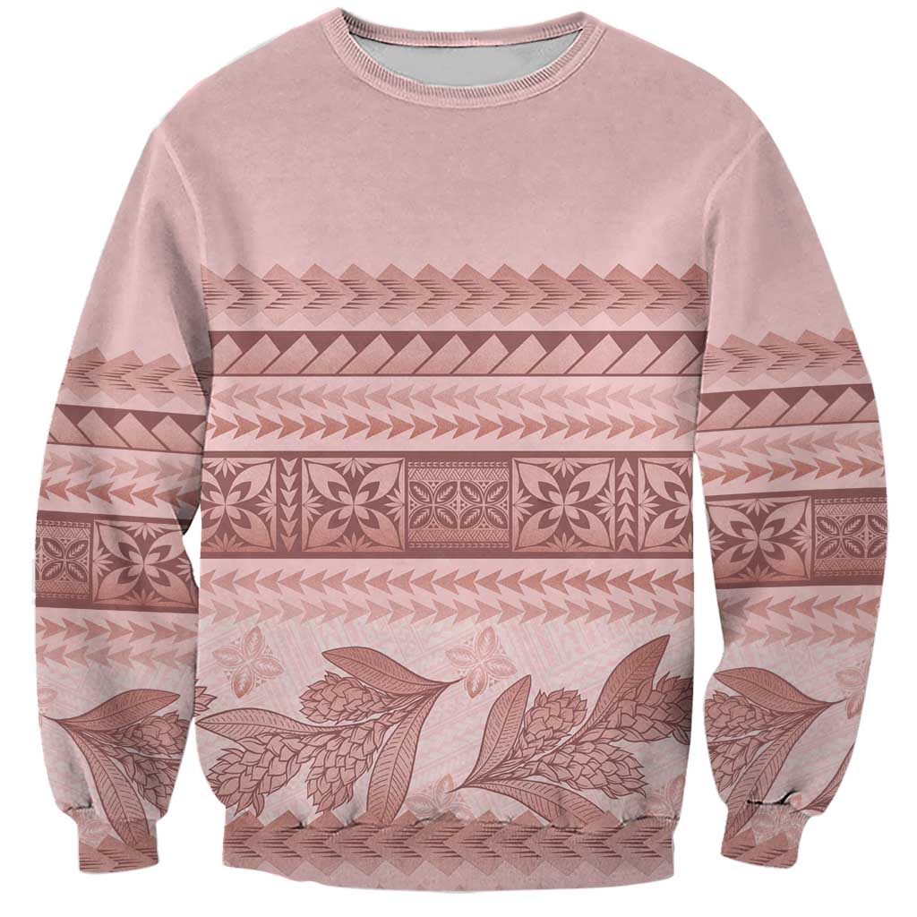 Pastel Pink Samoa Siapo Teuila Flowers Sweatshirt LT14 Unisex Pastel Pink - Polynesian Pride