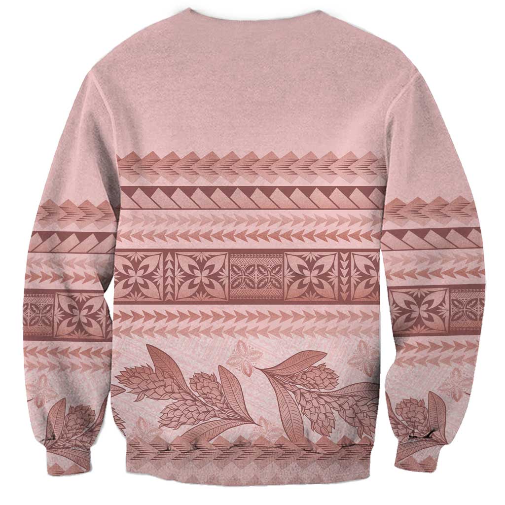 Pastel Pink Samoa Siapo Teuila Flowers Sweatshirt LT14 - Polynesian Pride