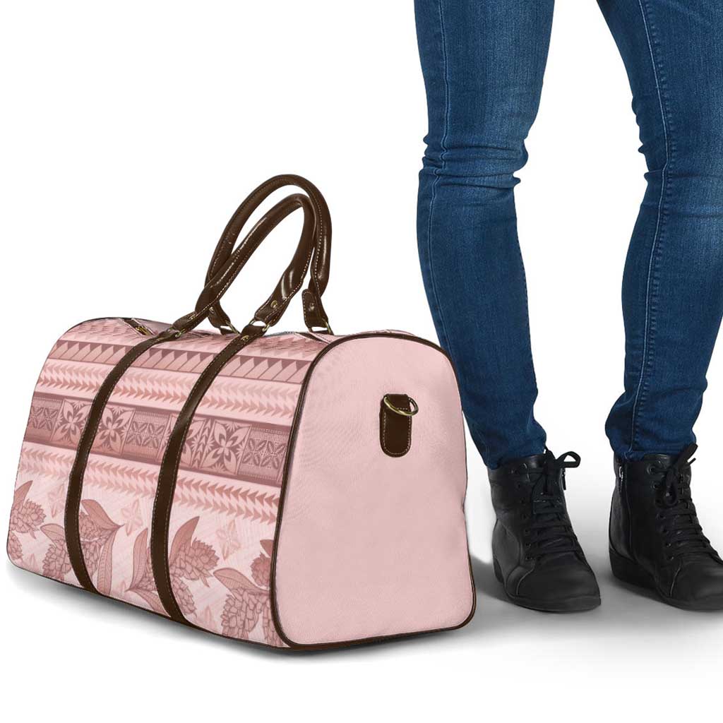 Pastel Pink Samoa Siapo Teuila Flowers Travel Bag LT14 - Polynesian Pride