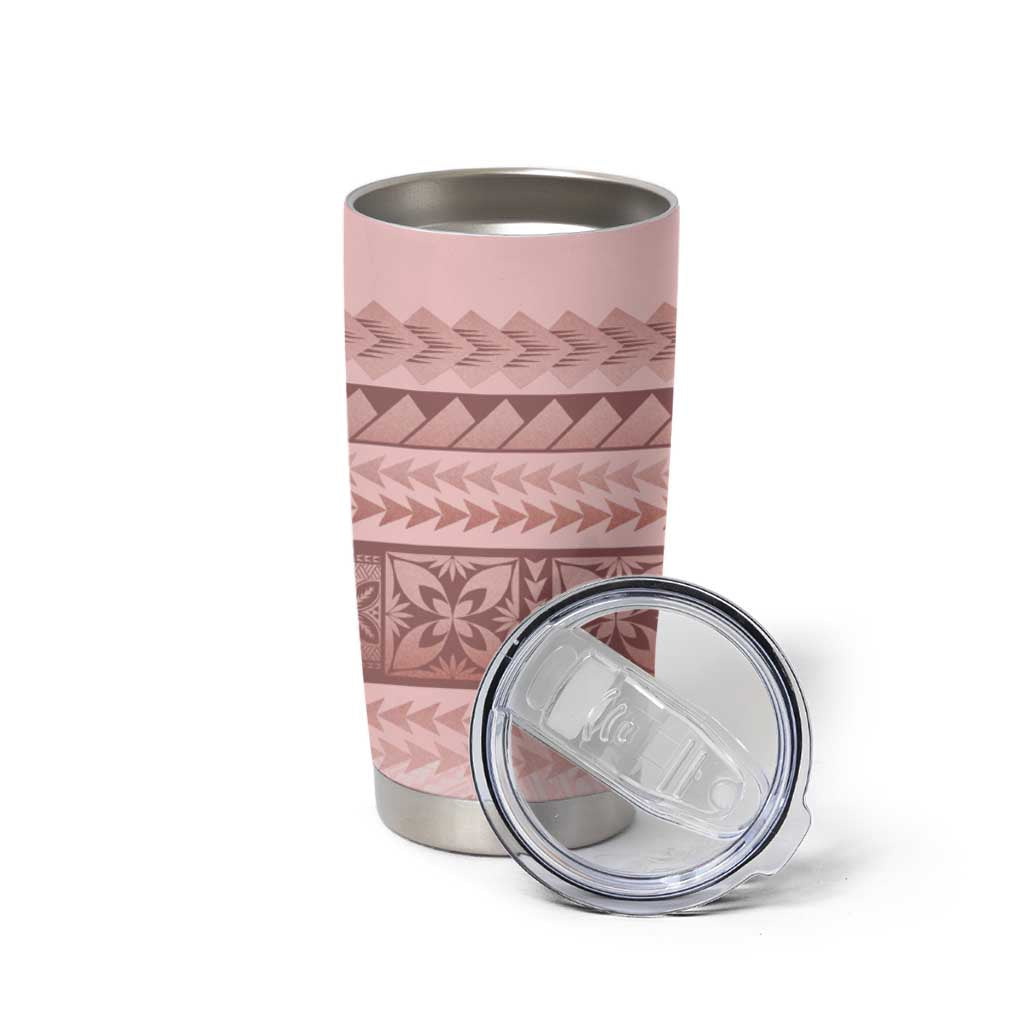 Pastel Pink Samoa Siapo Teuila Flowers Tumbler Cup LT14 - Polynesian Pride