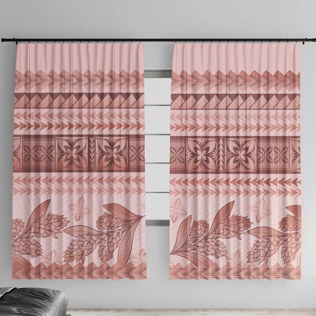 Pastel Pink Samoa Siapo Teuila Flowers Window Curtain LT14 With Hooks Pastel Pink - Polynesian Pride