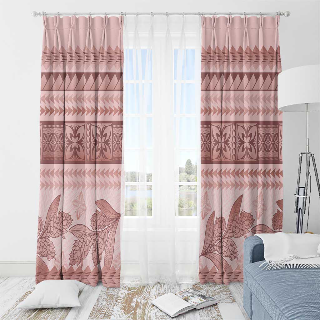 Pastel Pink Samoa Siapo Teuila Flowers Window Curtain LT14 - Polynesian Pride